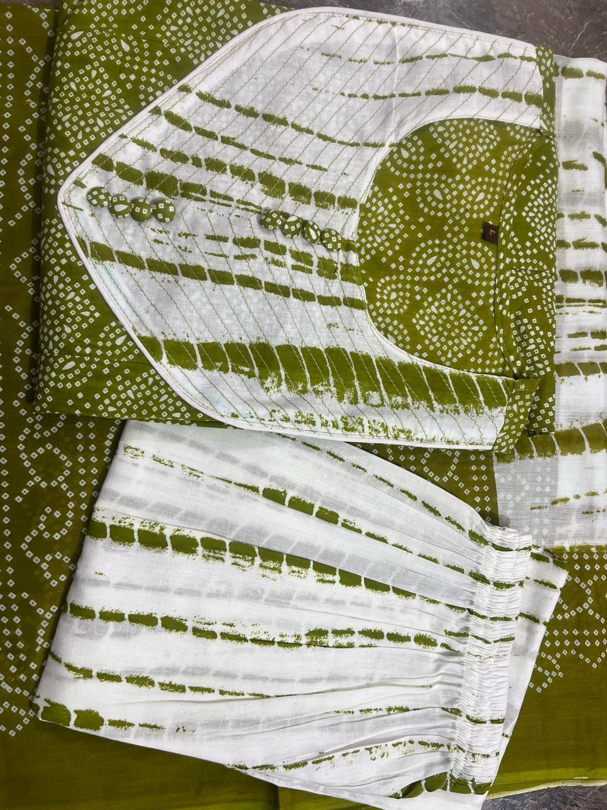 Green Anarkali 3 Piece Set