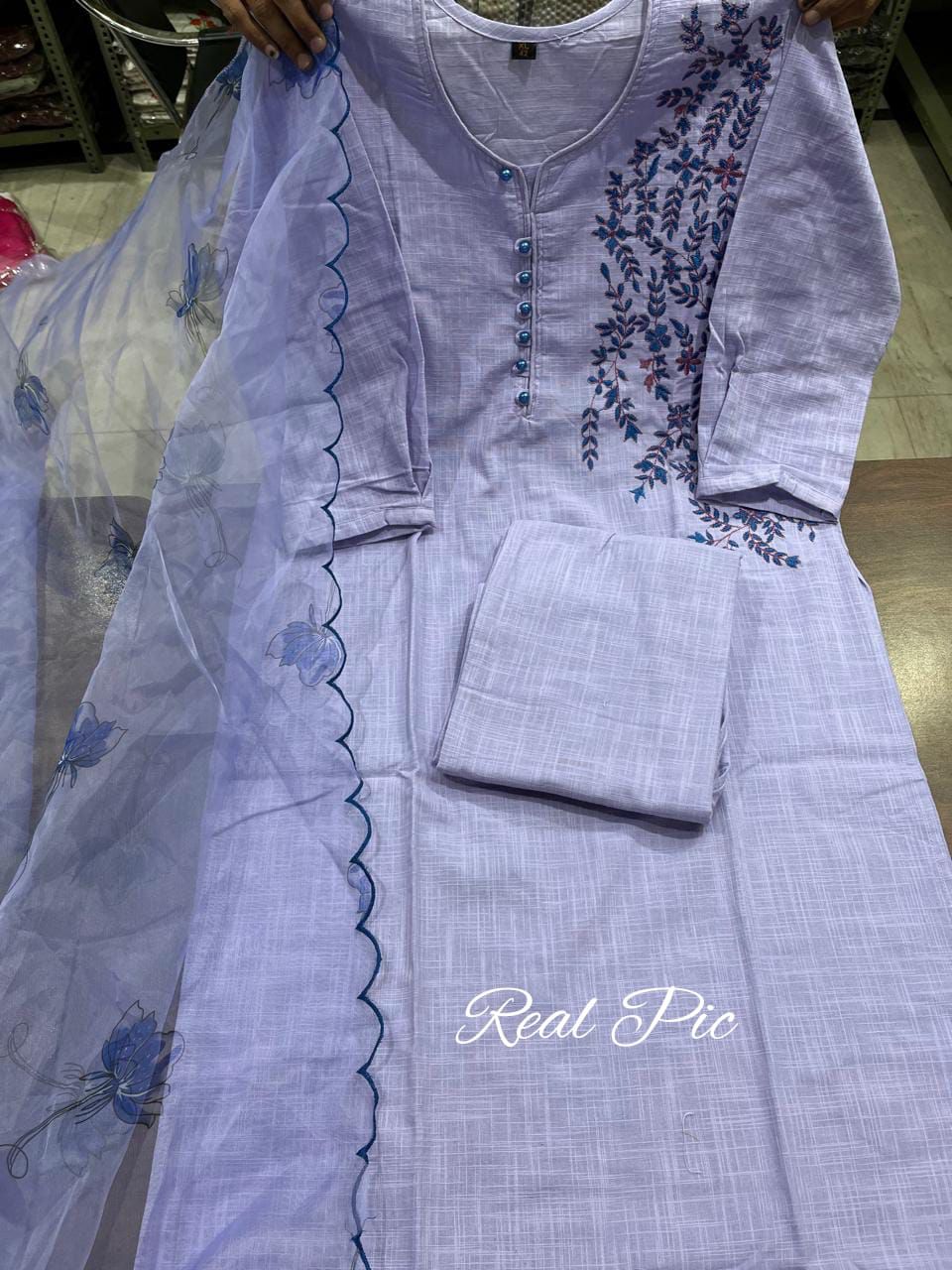 Handloom Cotton Lavender Suit