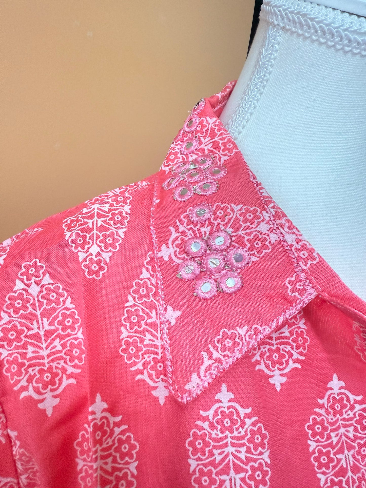 Pink Printed Easy to Maintain A-line Coord set
