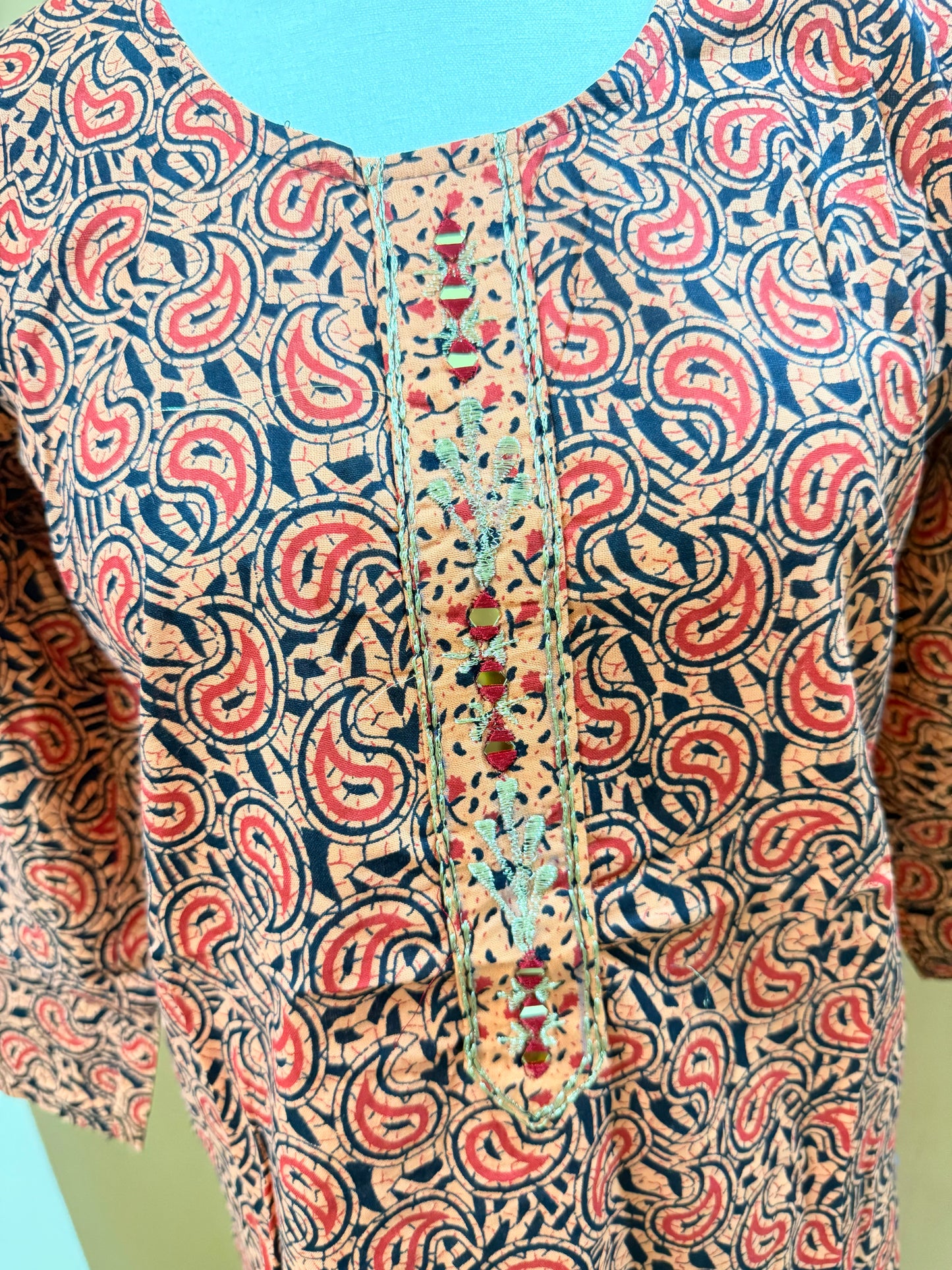 Red Black Printed Easy to Maintain A-line Coord set