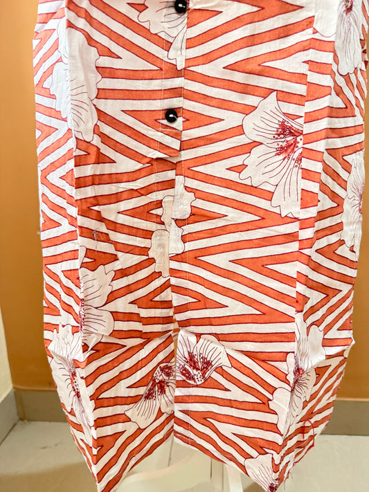 Printed co-ord set - Rust Orange and White