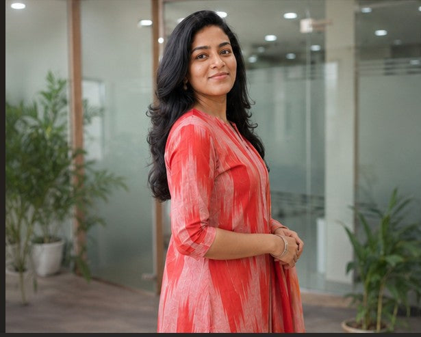 Red Handloom Cotton Ikkat Printed 3PC set