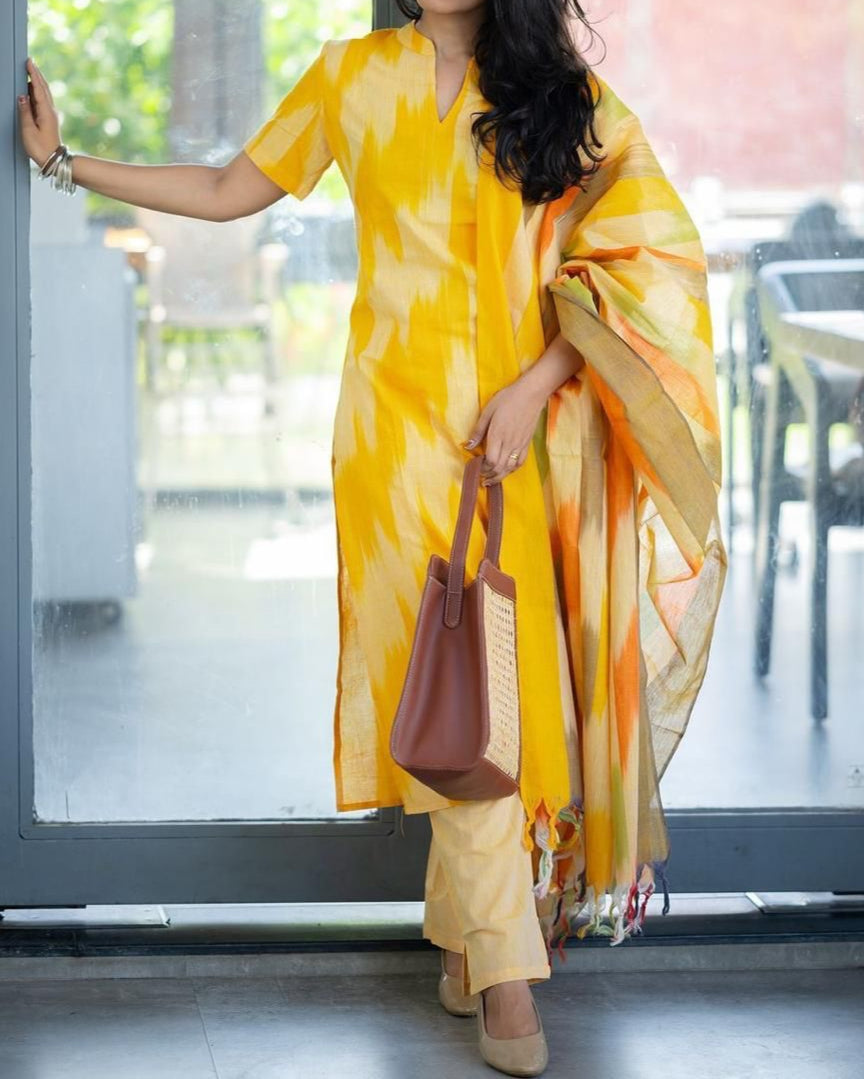 Handloom Kadhi Cotton Ikkat Suite