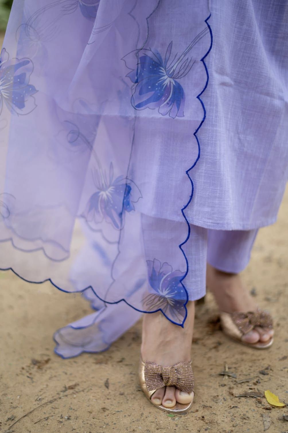Handloom Cotton Lavender Suit
