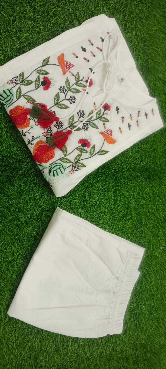Kurti Set with Printex, Embroidary on yoke part