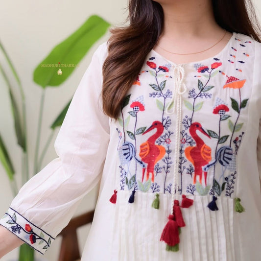 Kurti Set with Printex, Embroidary on yoke part