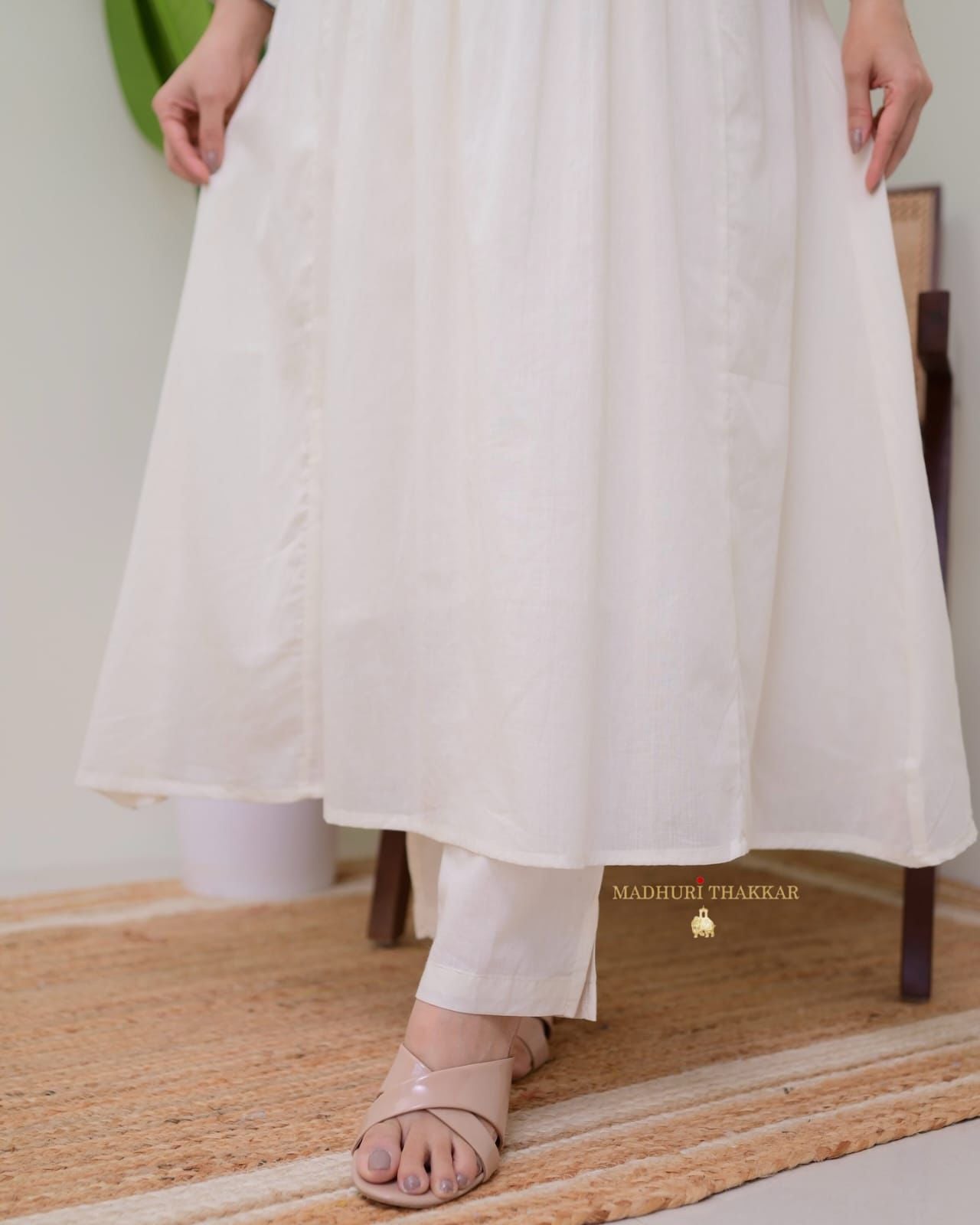 White Embroidered Yoke Co-Ord Set