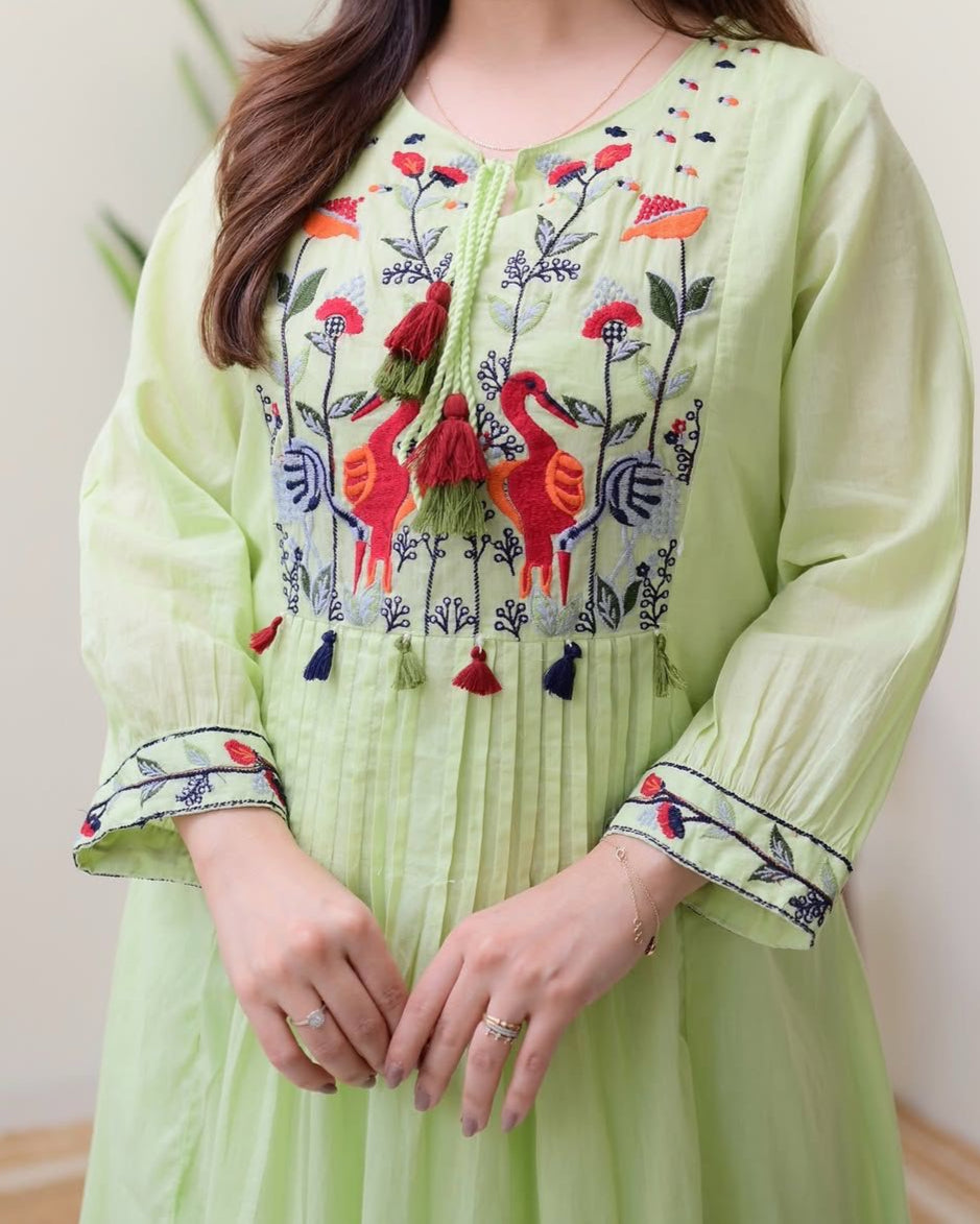 Kurti Set with Printex, Embroidary on yoke part