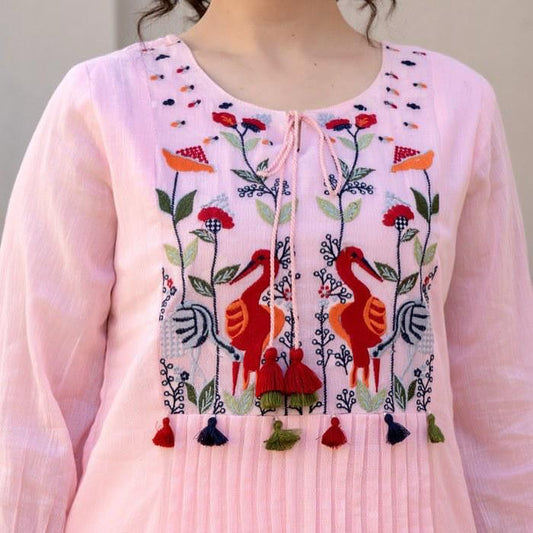 Kurti Set with Printex, Embroidary on yoke part