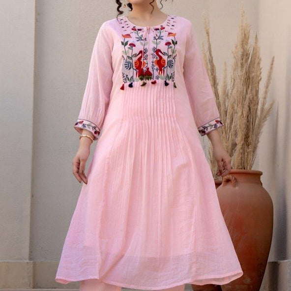 Kurti Set with Printex, Embroidary on yoke part