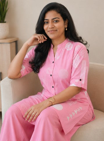 Printed co-ord set - Baby Pink