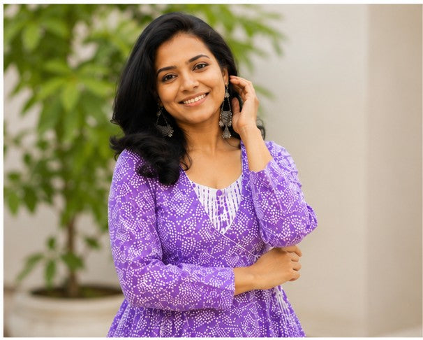 Lavender Anarkali 3 Piece Set