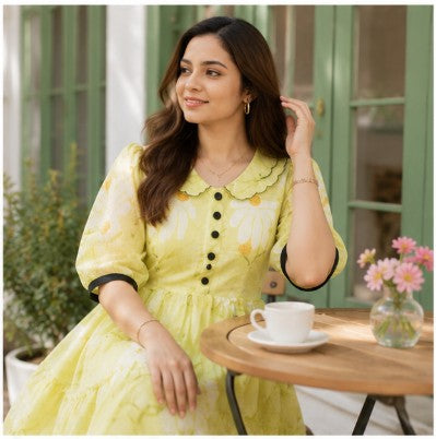 Lemon Green Midi dress/Frock