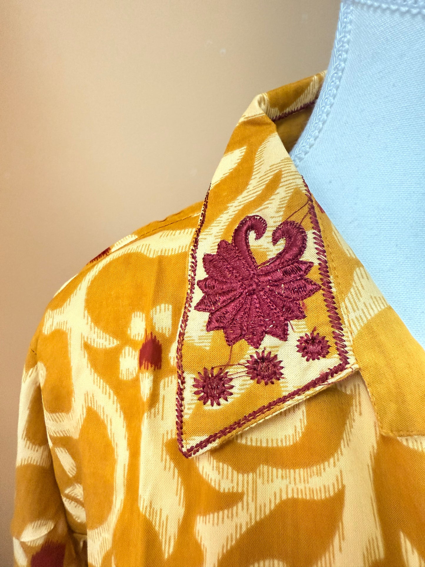 Mustard Yellow Printed Easy to Maintain A-line Coord set