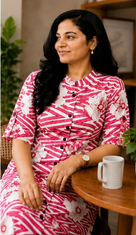 Printed co-ord set - Pink and White