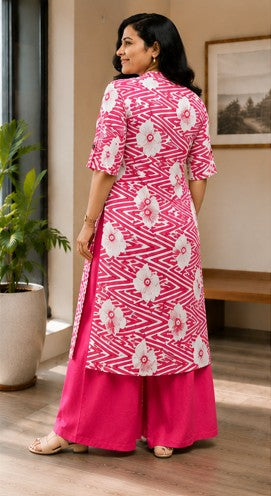 Printed co-ord set - Pink and White