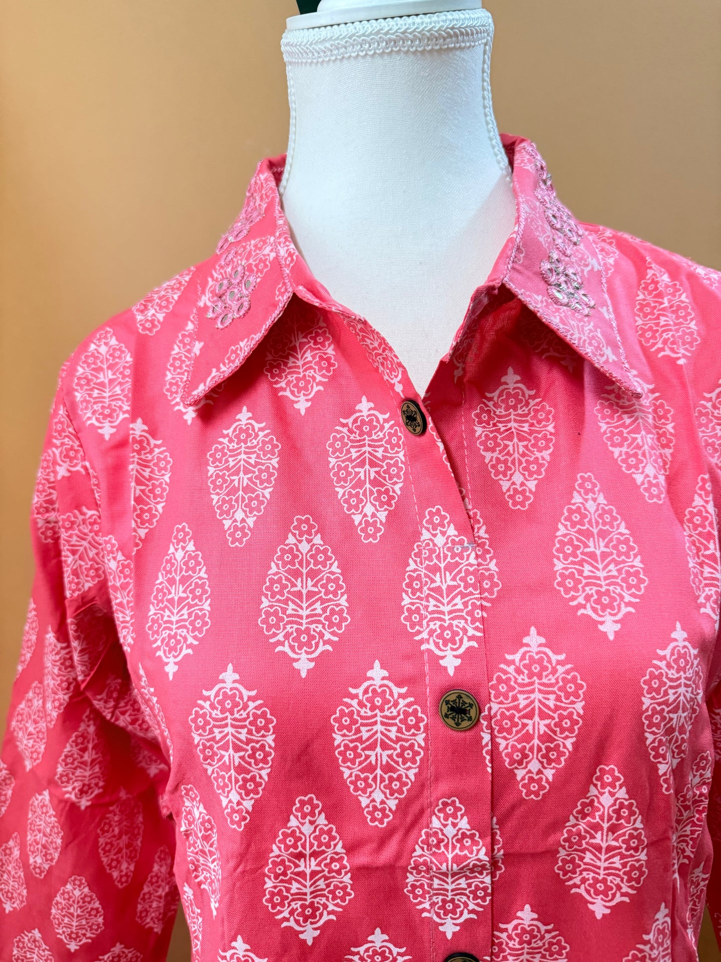 Pink Printed Easy to Maintain A-line Coord set