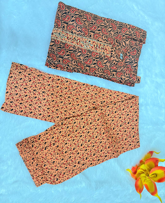 Red Black Printed Easy to Maintain A-line Coord set