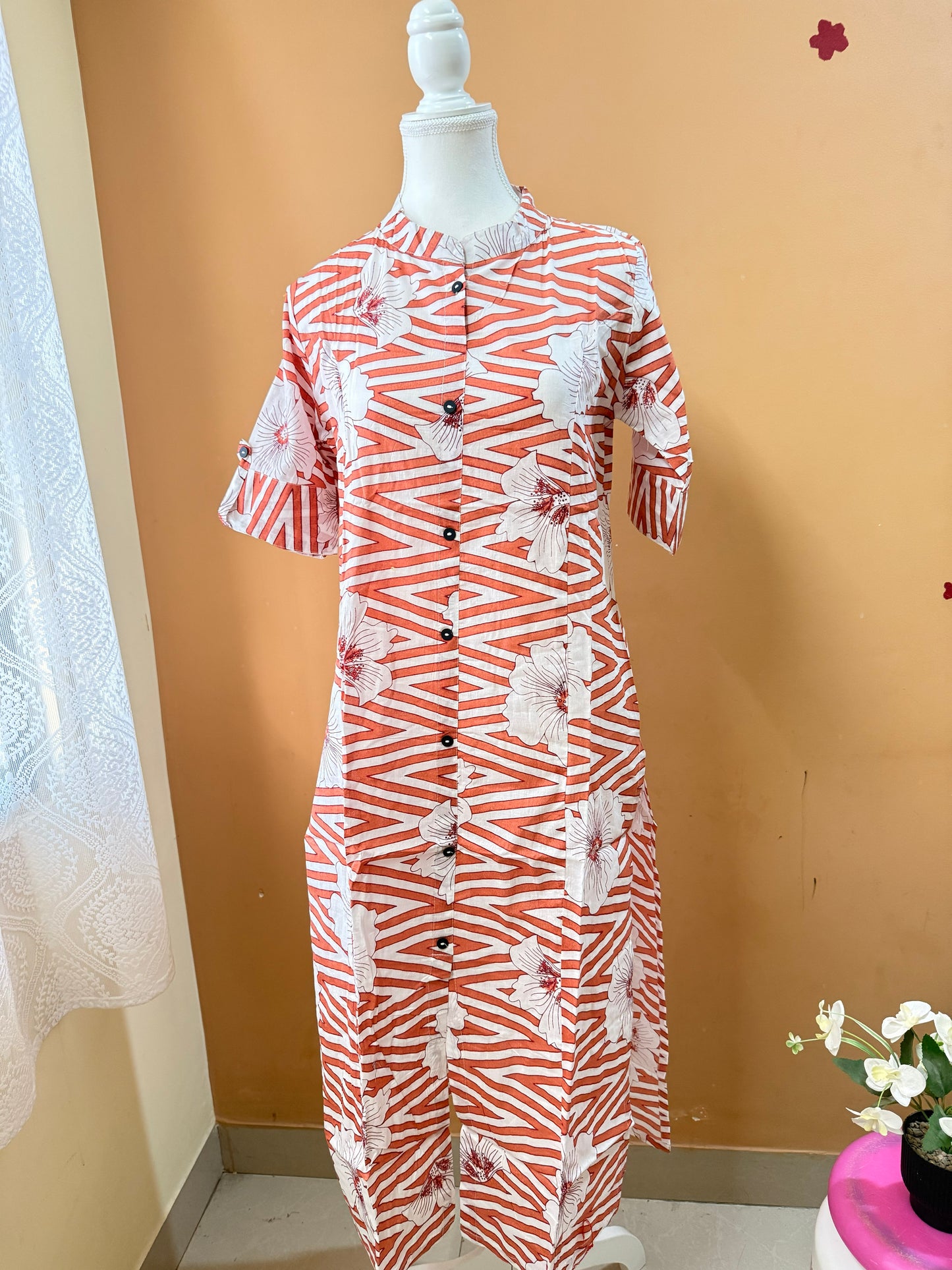 Printed co-ord set - Rust Orange and White