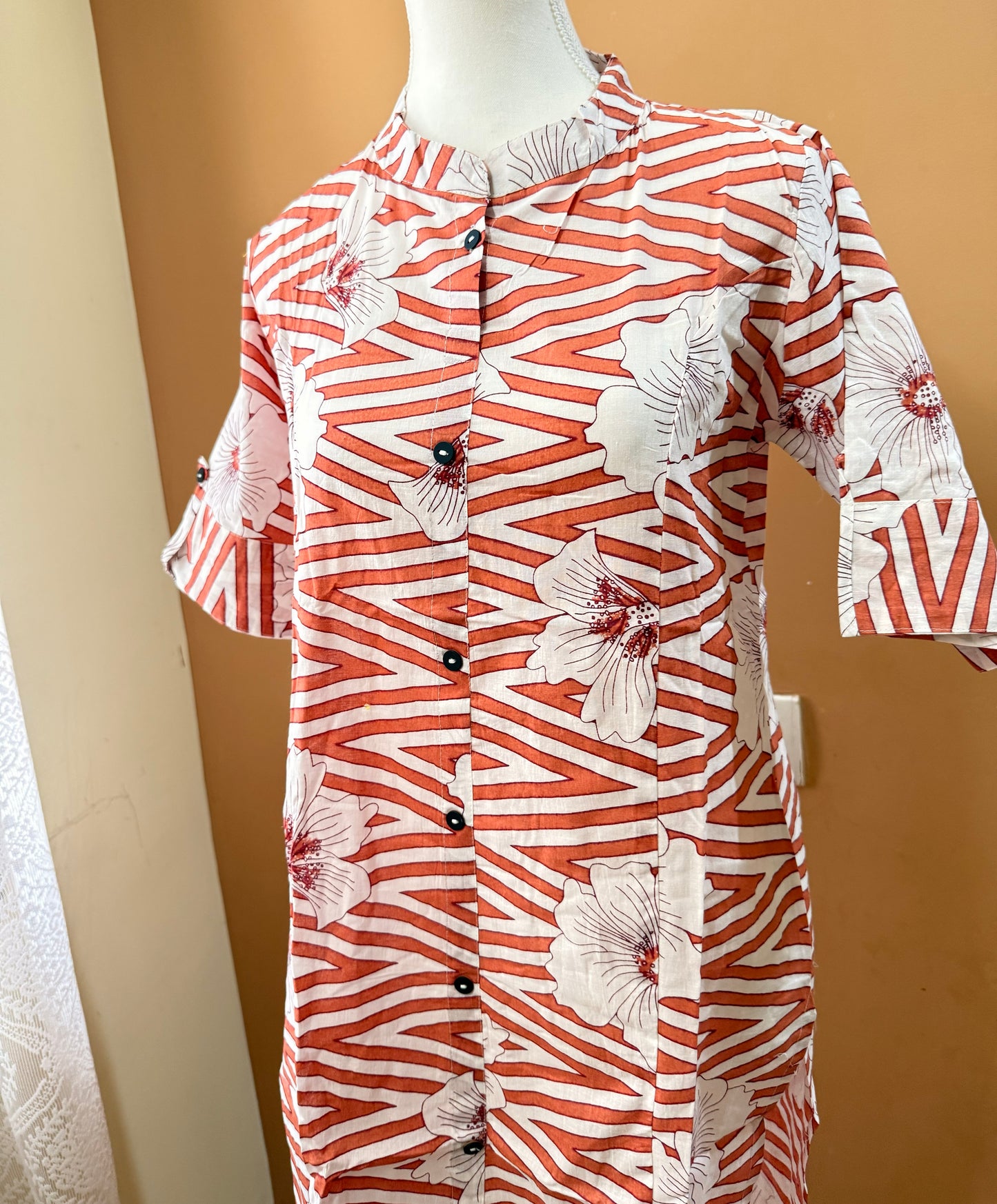 Printed co-ord set - Rust Orange and White