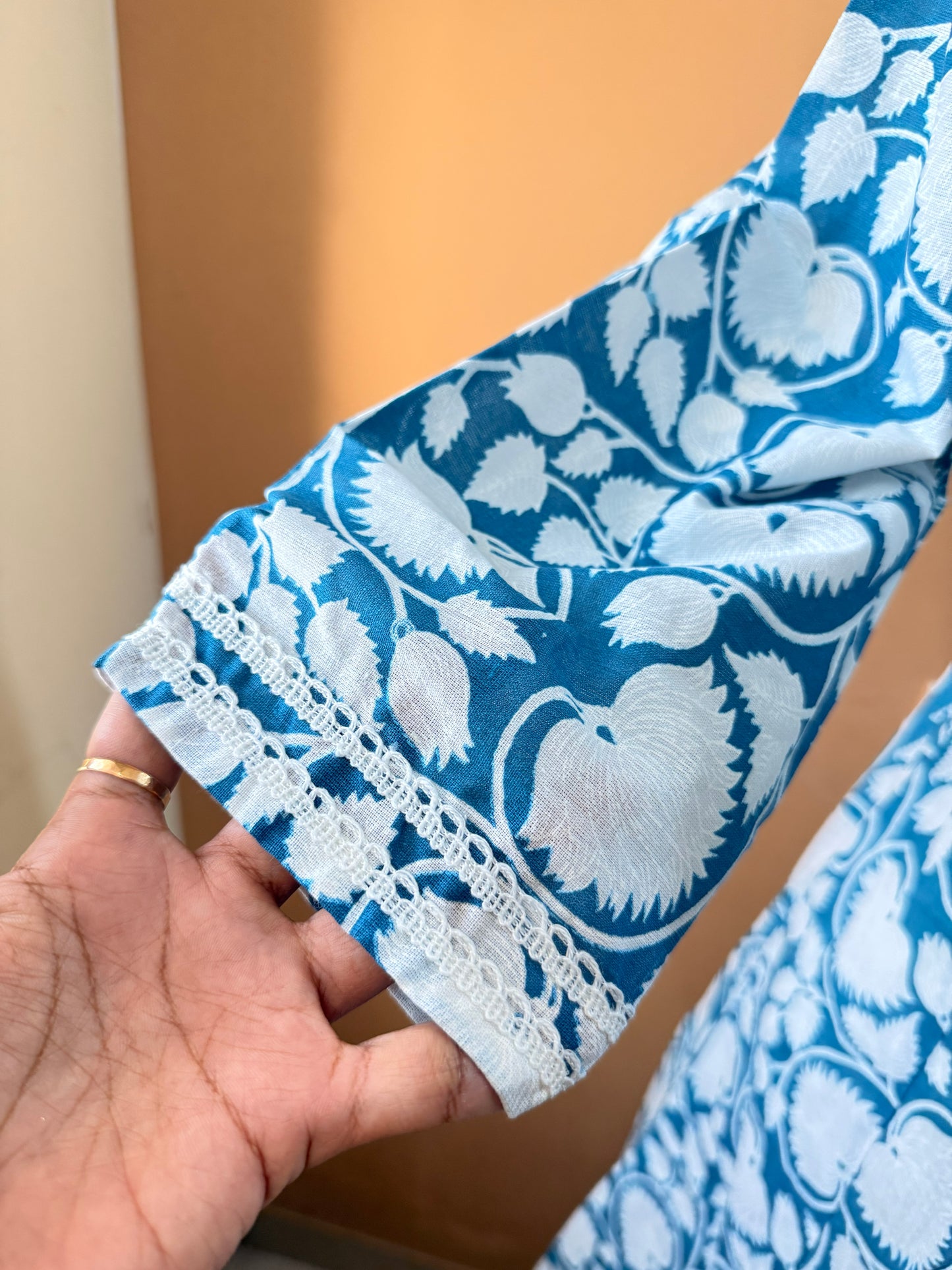 TealBlue Premium Cotton Printed Kurti, Pant, Dupatta set
