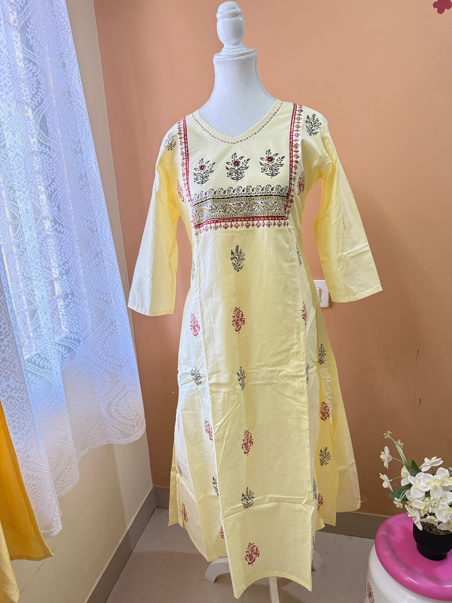 Yellow Premium Soft Mul Cotton Kurti Pant Dupatta set