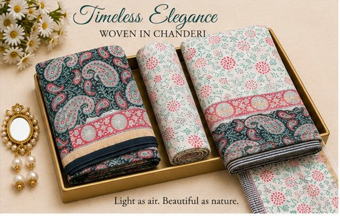 DarkGreen-MintGreen Chanderi Silk Dress Material