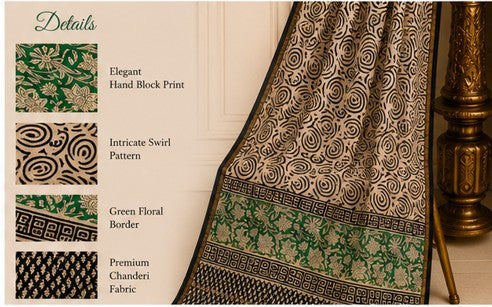 GreenBlack Chanderi Silk Dress Material