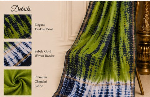Green Chanderi Silk Dress Material