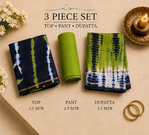 Green Chanderi Silk Dress Material