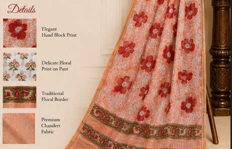 PeachRed Chanderi Silk Dress Material
