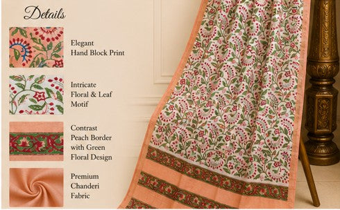 PeachRed Chanderi Silk Dress Material