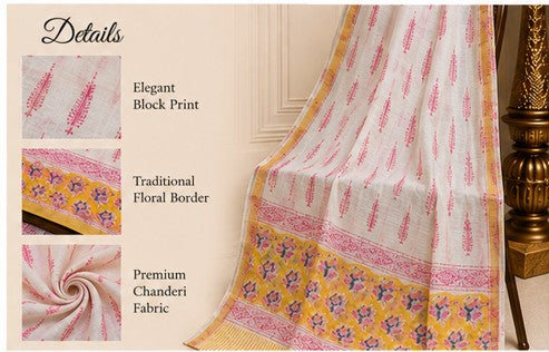 YellowPink Chanderi Silk Dress Material