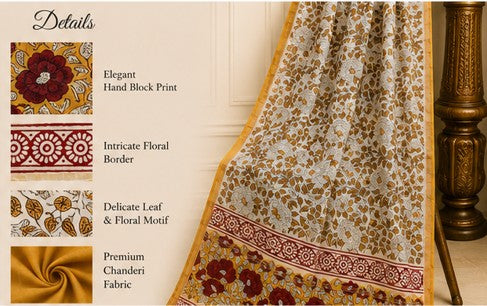 BeigeRed Chanderi Silk Dress Material